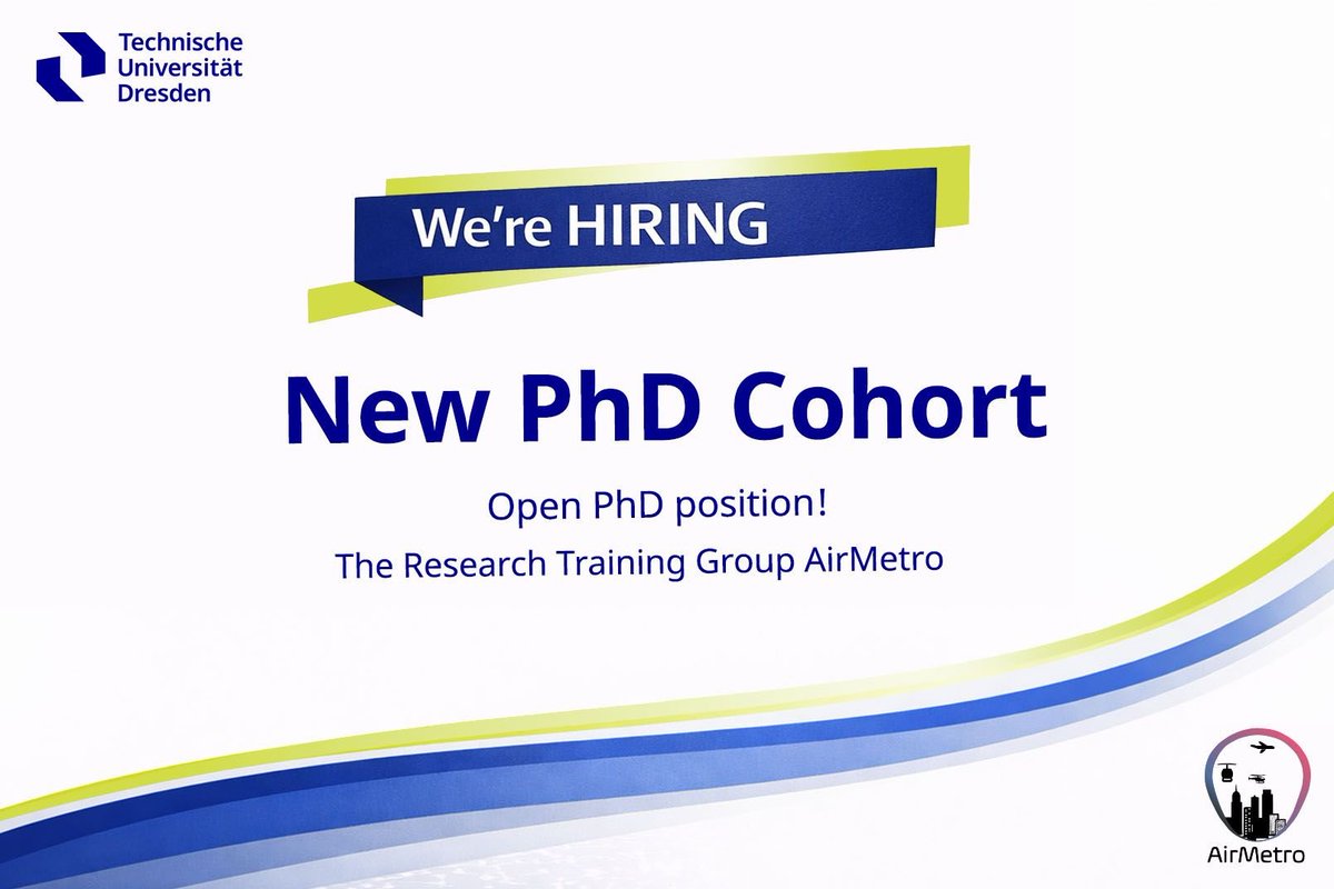 📷 𝐑𝐓𝐆 𝐀𝐢𝐫𝐌𝐞𝐭𝐫𝐨 at TU Dresden is now accepting applications for its next PhD cohort starting in May 2026. 👉 𝐀𝐩𝐩𝐥𝐢𝐜𝐚𝐭𝐢𝐨𝐧: lnkd.in/dsXxWGt2
#TUDresden #AirMetro
