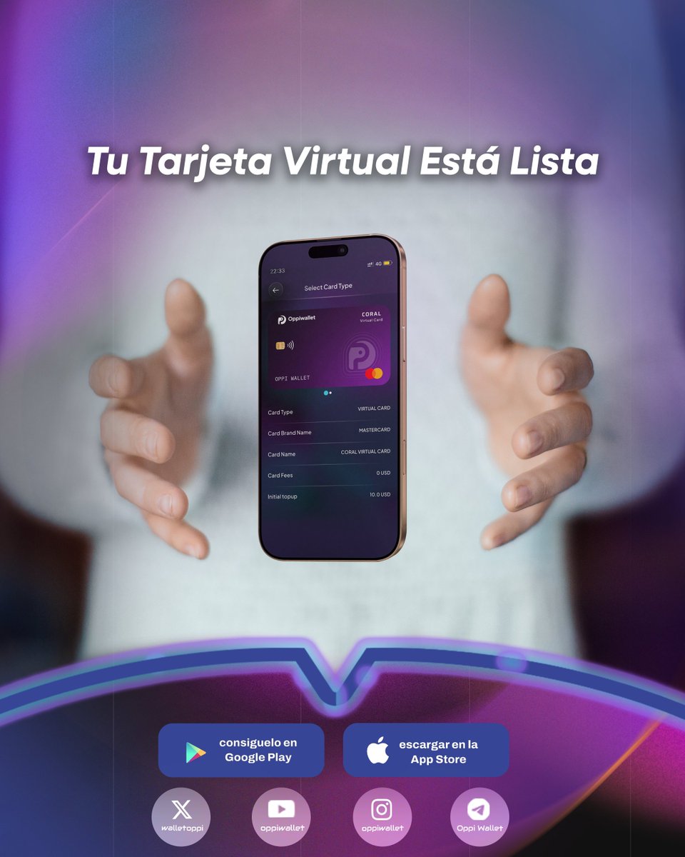 oppiwallet_es's tweet photo. ¡Tu Tarjeta Virtual Gratuita Está Lista!
La forma más rápida y segura de pagar ya está en tu bolsillo.
👉 Entra a Oppi
👉 Toca “Mis Tarjetas”
👉 Activa y empieza a pagar
#OppiWallet #TarjetaVirtual #Cripto #Billetera #MasterCard https://t.co/K22vWo0jGJ