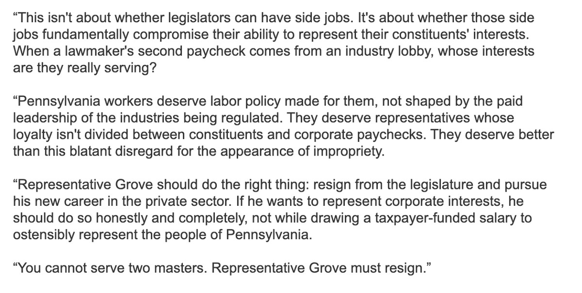 Inbox: A Democratic-aligned political group has called for the resignation of state Rep. Seth Grove (R., York), for his new side job as executive director of the state concrete manufacturer's association.