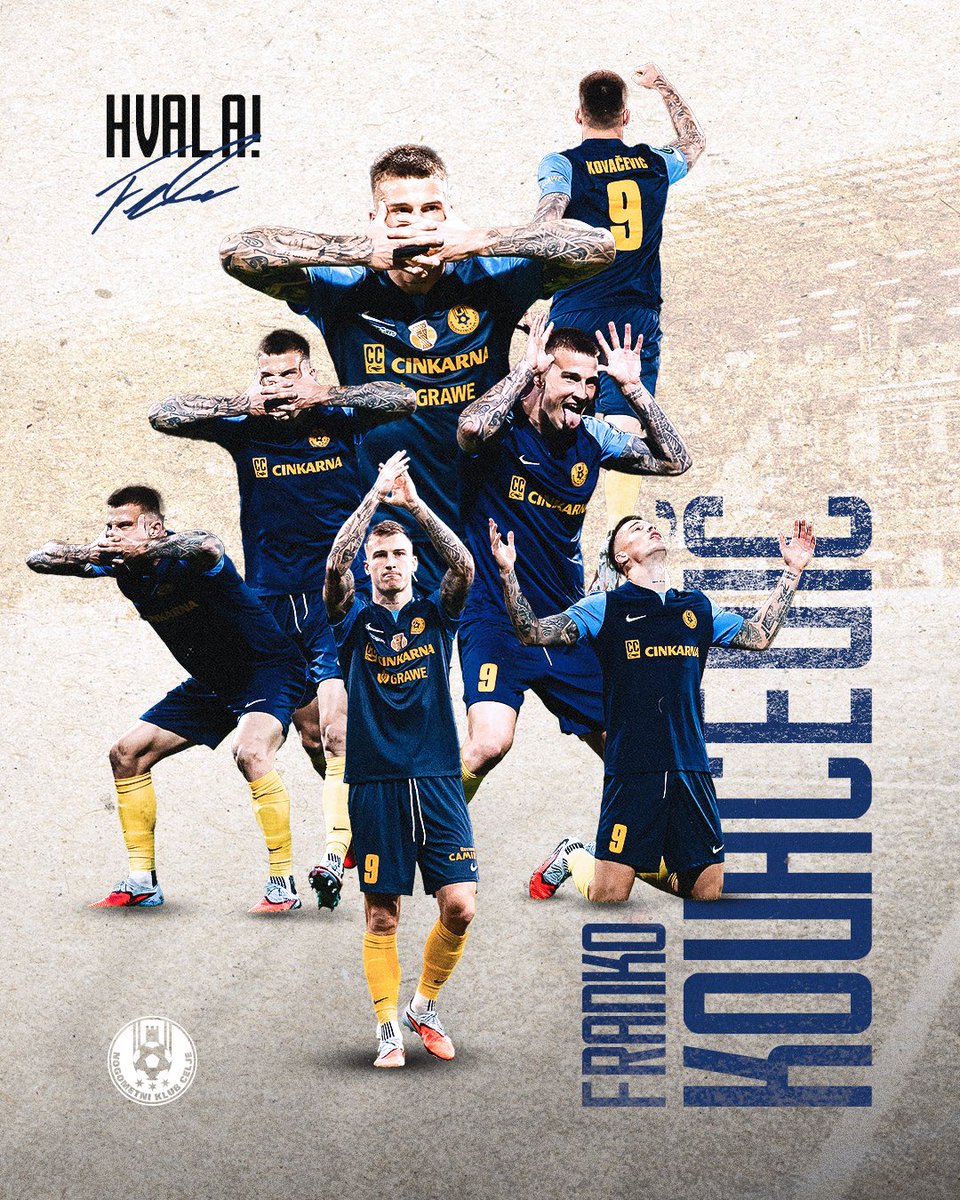 NKCelje's tweet image. Franko Kovačević je iz NK Celje prestopil v Ferencvaros.

26-letni napadalec je v celjskem dresu na 28 tekmah dosegel 25 zadetkov, zdaj pa se v zameno za rekordno odškodnino seli v vrste 36-kratnega prvaka Madžarske.

Franko, hvala za vse in srečno! 👋
