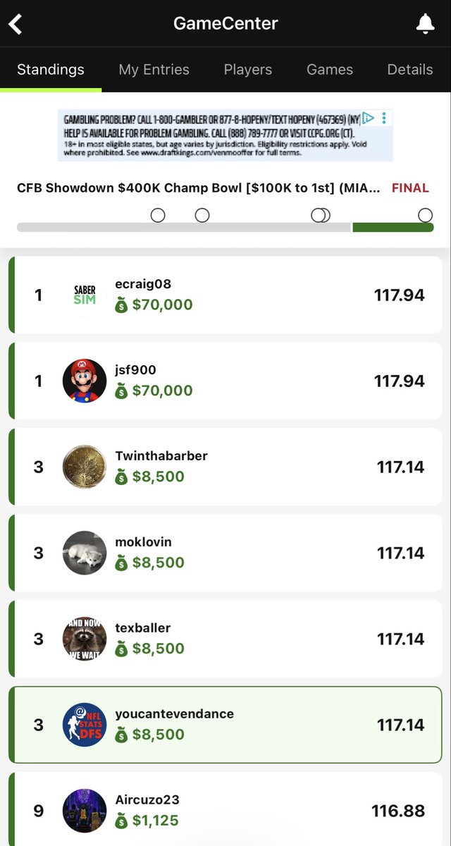 DFS NFL Stats tweet media