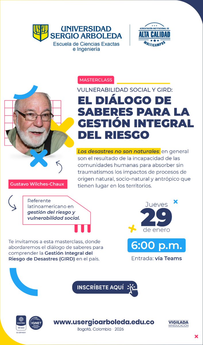 La Universidad Sergio Arboleda  <a href="/USergioArboleda/">Universidad Sergio Arboleda | #SergistaSiempre</a> invita a inscribirse sin costo a esta conferencia aquí:  
forms.office.com/pages/response…