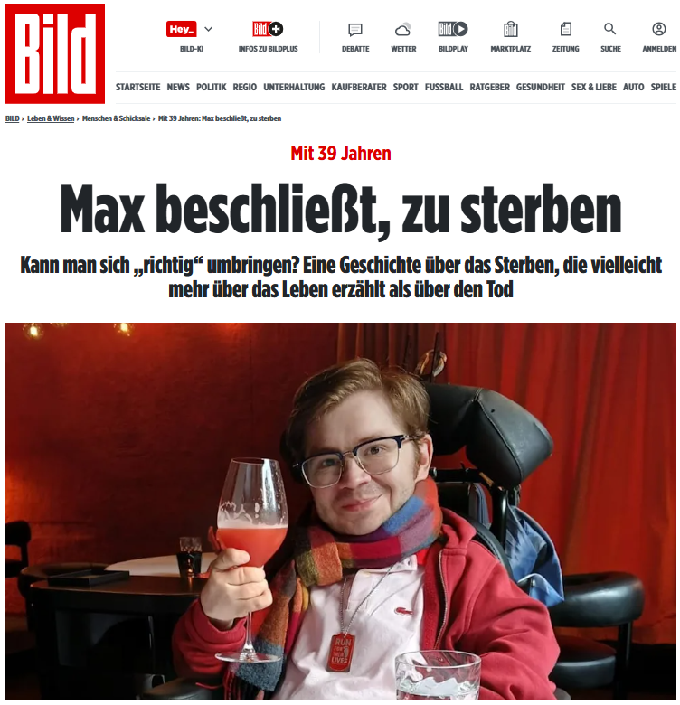 Mit 39 Jahren: Max beschließt, zu sterben | Leben &amp; Wissen | BILD.de
Unendlich traurig und unglaublich emotional.
Dieser Beitrag lässt meine Seele schmelzen ... 😢