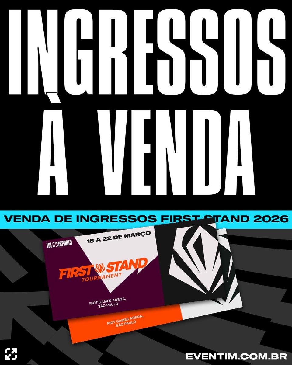 CBLOL's tweet image. O First Stand em São Paulo vem aí 👀

Garanta agora mesmo seus ingressos para o torneio internacional que acontecerá na Riot Games Arena 🔥

Venda disponível no link:
🎟️ eventim.com.br/campaign/2026-…