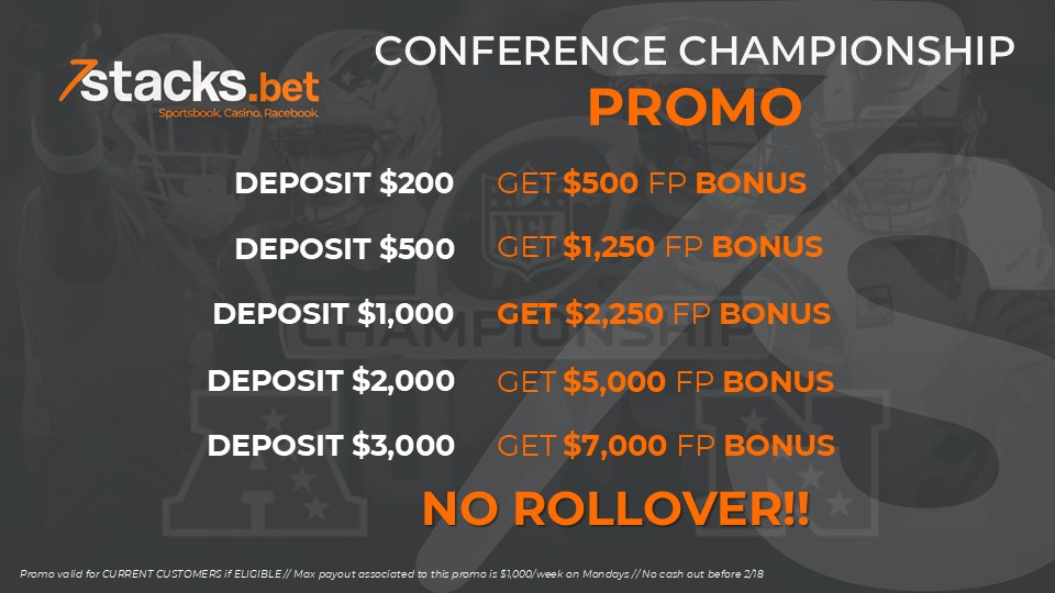 7stacksports's tweet photo. 🚨HUGE NO ROLLOVER PROMO FOR ELIGIBLE CUSTOMERS!!
Here's your favorite PROMO again for the Conference Championship!!
DM us for INFO!!
#7Stackspromos #GamblingX #SportsbettingX #PropBets #PatriotsNation #BroncosCountry #Rams #Seahawks https://t.co/m27IPXdid2