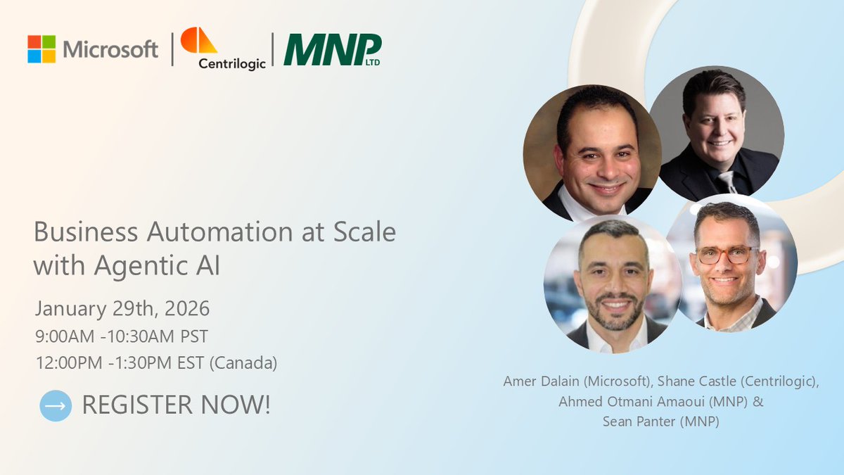 Join us and leaders from <a href="/Microsoft/">Microsoft</a> and MNP to learn how combining AI agents with low-code automation can drive agility, scalability, and growth across your organization.

Register now: msevents.microsoft.com/event?id=12529…