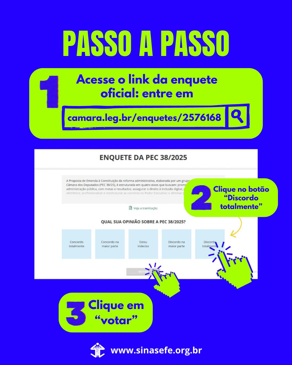 SINASEFE's tweet image. Reforma Administrativa | A Câmara dos Deputados divulgou uma enquete sobre a PEC 38/2025, com espaço para enumerar itens positivos (que obviamente não existem) e pontos negativos da  Reforma Administrativa.
Saiba mais e vote discordando completamente: sinasefe.org.br/site/participe…