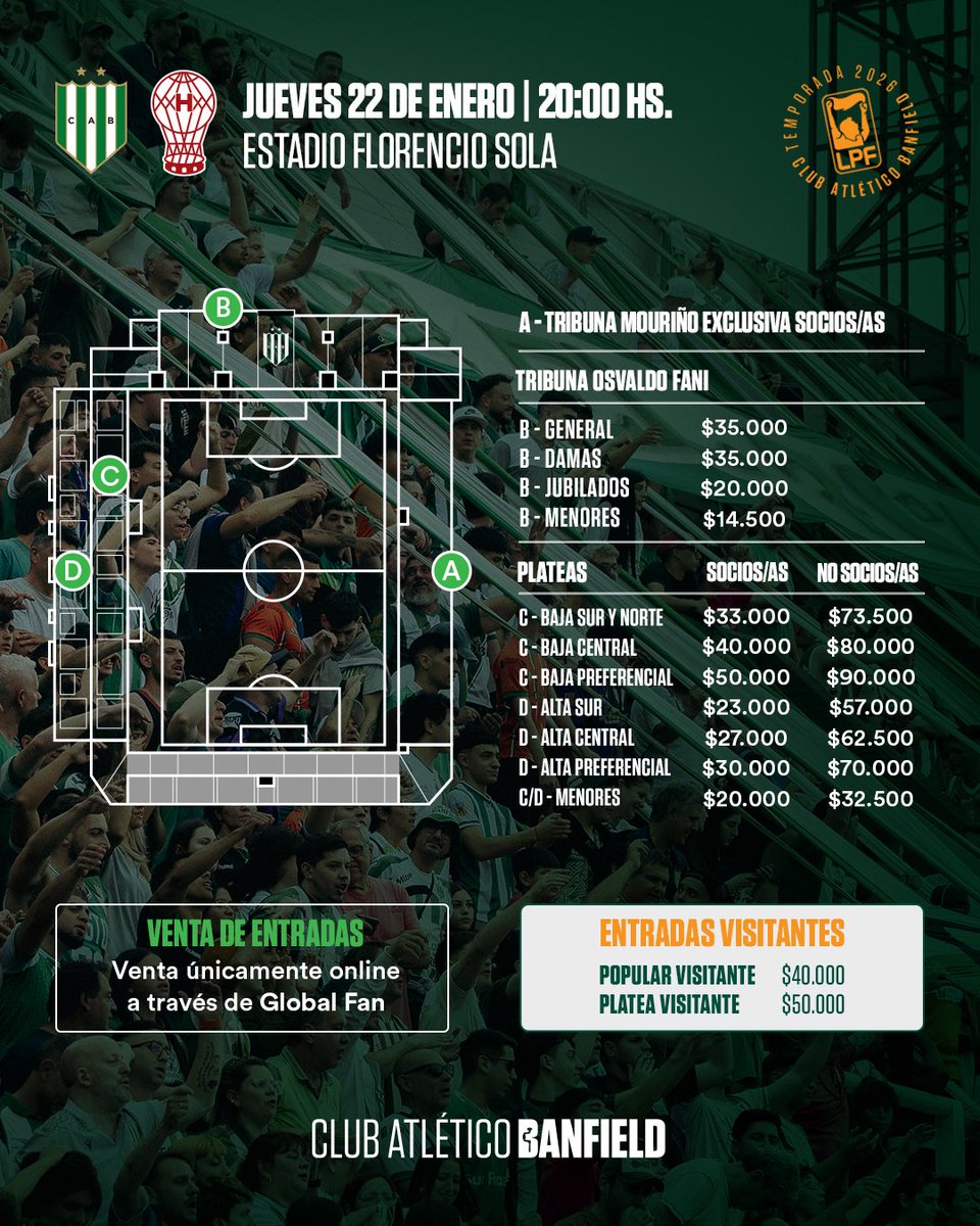 CAB_oficial's tweet image. Volvemos a casa 🏟️💚

Ya está disponible la 𝐯𝐞𝐧𝐭𝐚 𝐝𝐞 𝐞𝐧𝐭𝐫𝐚𝐝𝐚𝐬 vs. Huracán y te compartimos toda la información 🎟️

🟢 Plateas para socios/as a través de banfield.accessfan.ar
⚪️ No socios/as y público visitante: tinyurl.com/entradasf1-cab…

La venta de entradas…