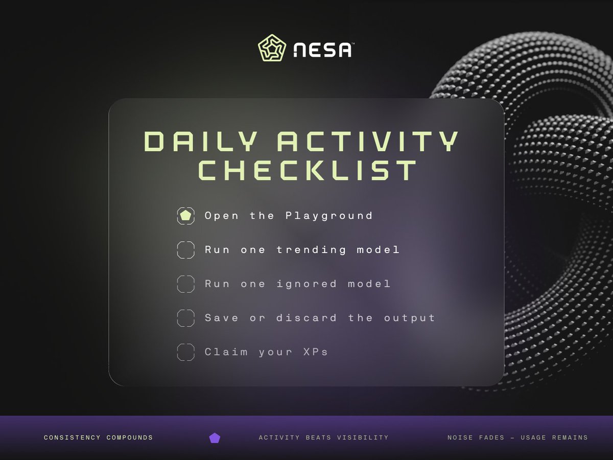 nesaorg's tweet image. Some people ask how to “position themselves” early. ⬟

Here’s the honest truth: Nesa doesn’t reward noise. It rewards activity.

Questing isn’t a side feature here. It’s the game layer that helps you explore parts of the ecosystem you’d probably skip otherwise.

If you want to…