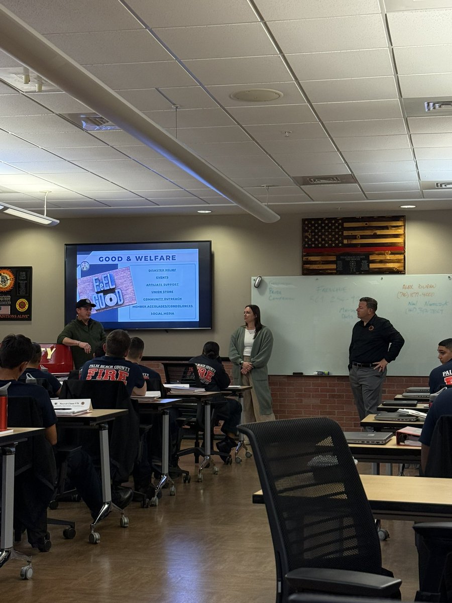 IAFF2928_'s tweet photo. Honored to spend time with Recruit Class 96 as they begin their careers with @PBCFR. IAFF Local 2928 shared the importance of union membership, solidarity, advocacy, and prioritizing long-term safety and wellness. #Strongertogether 🚒 https://t.co/yhpFf2lSoi
