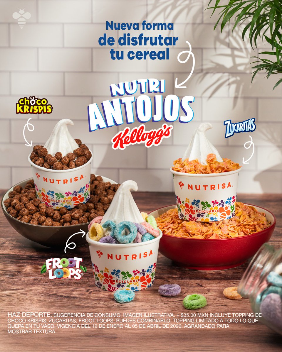 ccZumpango's tweet photo. Cambia la forma de comer #cereal. ¿Ya probaste la Barra #Kellogg’s? Solo en #Nutrisa por tiempo limitado. 🥣✨ https://t.co/7DtGDTHtjw