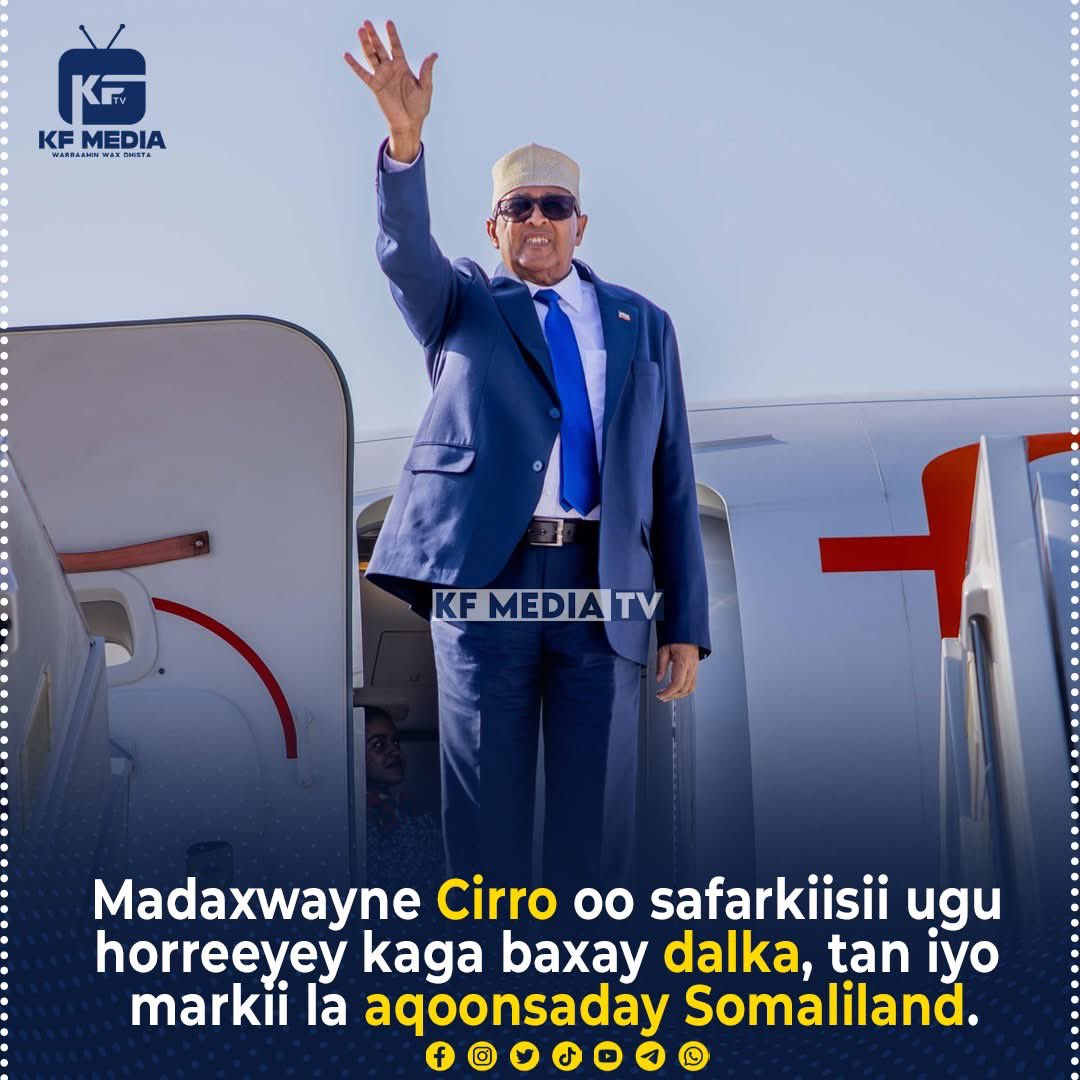 The President of the Republic of #Somaliland, Abdirahman Mohamed Abdillahi (Cirro), has today officially departed the country on his first foreign trip since Somaliland’s recognition. While the government has not disclosed details, the visit follows reports of an official