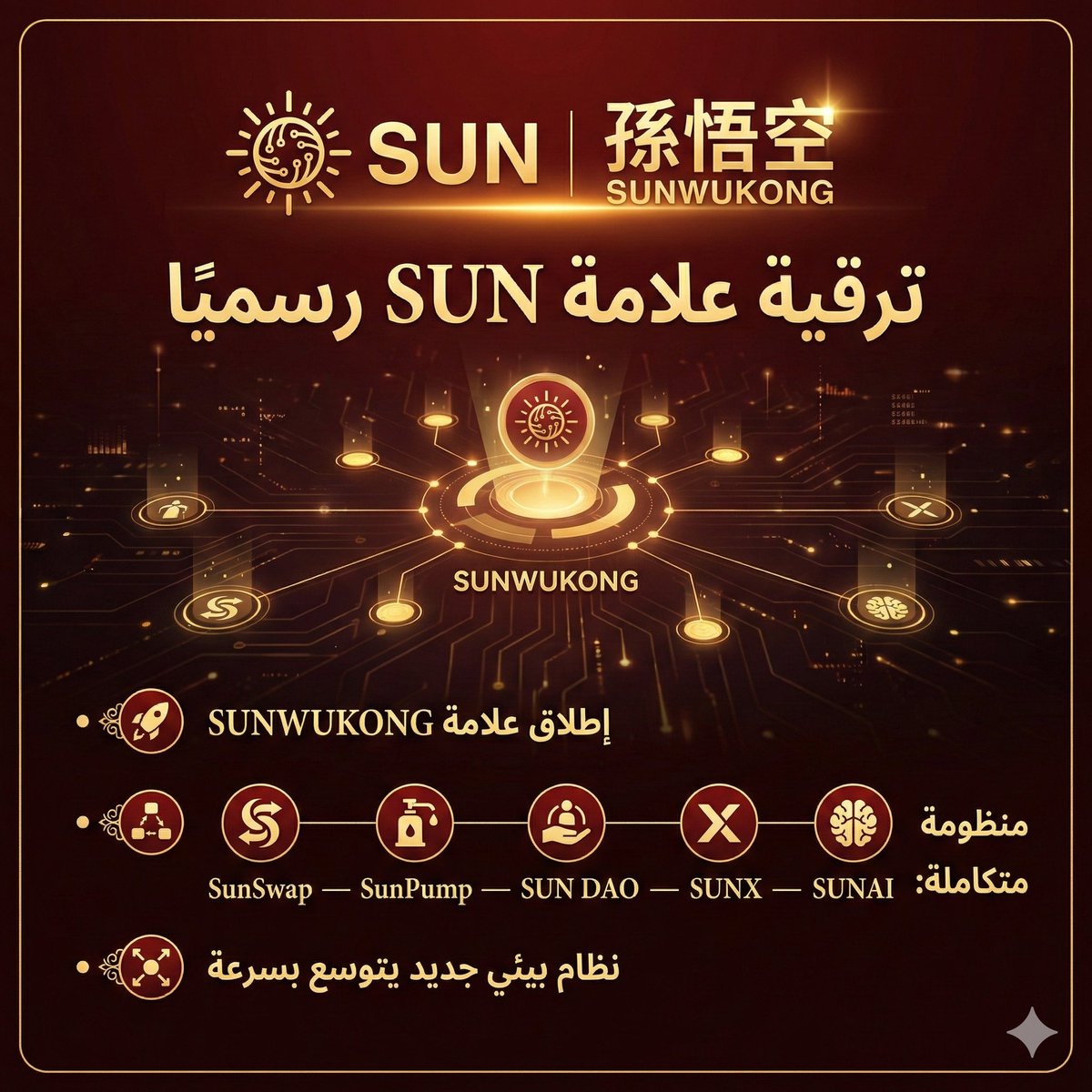 MohamedCryptoz1's tweet photo. 💫🌞 هوية SUN تدخل مرحلة جديدة كليًا
تم إطلاق العلامة الصينية الجديدة 孙悟空生态 رسميًا عبر الحساب: @SUNWUKONG_ZH
المنظومة الآن تشمل: 🔹 SunSwap
🔹 SunPump
🔹 SUN DAO
🔹 SUNX
🔹 SUNAI
مرحلة توسع واضحة، ونفس طويل تجاه المستقبل.
#SUN #TRON #DeFi #SunSwap #Web3 #Blockchain
@trondao @justinsuntron
@TronDao_AR