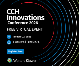 There's still time to sign up for the free virtual CCH Innovations Conference this Thursday from Wolters Kluwer. Sessions include "Advisory Reimagined: Building value beyond compliance" and "Beyond the return: Turning tax workflows into strategic": tinyurl.com/ymc9xtew