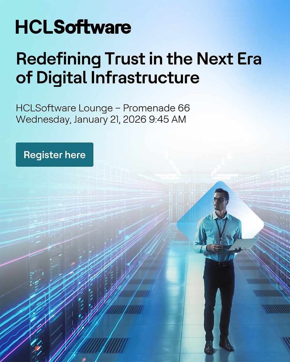 HCLSoftware's tweet photo. At @wef 2026, HCLSoftware brings together sovereign infrastructure, hybrid cloud orchestration, and AI governance frameworks to help build the next generation of trusted digital ecosystems.
Register here: https://t.co/vPuLfY7ksm
#HCLSoftwareAtDavos #HCLTechAtDavos https://t.co/0oMdq9P0W4