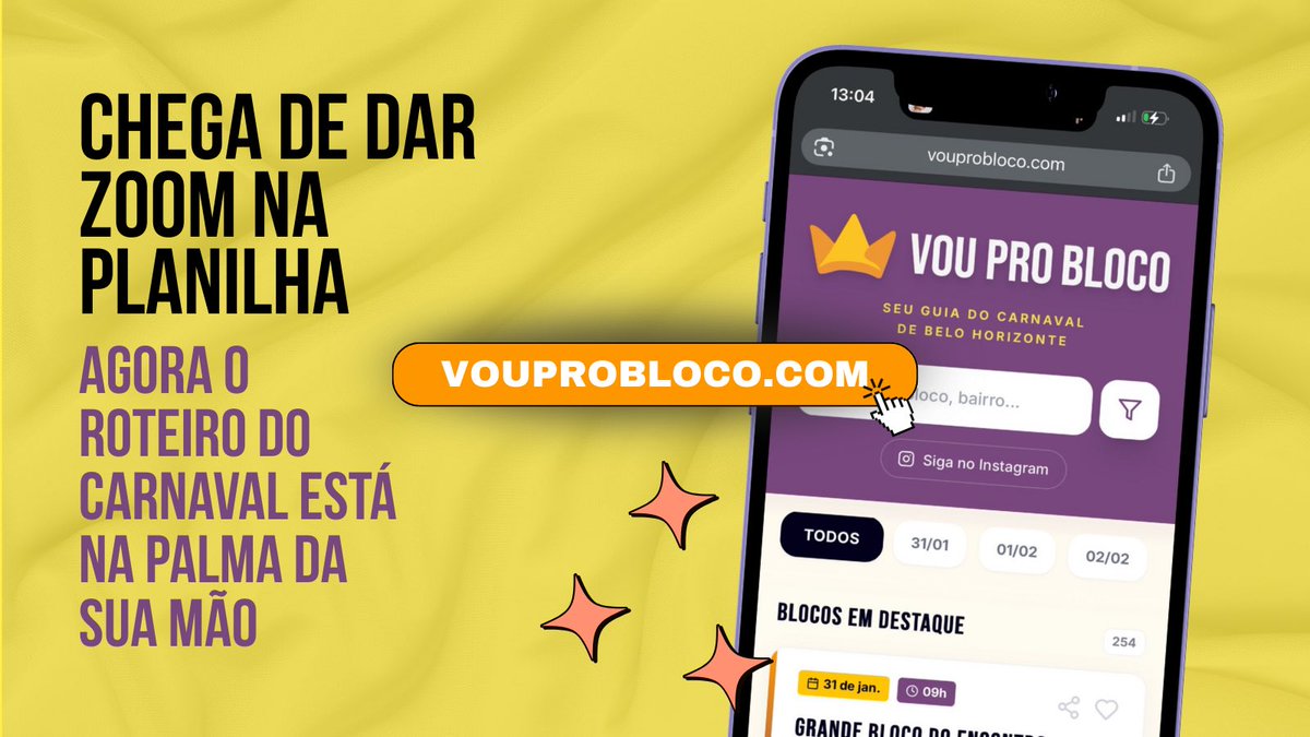 dibiel's tweet image. 🚨 ATENÇÃO BH

Uma planilha é boa. Mas já pensou ter uma ferramenta mais prática pra acompanhar seus blocos favoritos?

Agora tem: vouprobloco.com

O Guia do Carnaval de BH com tudo da planilha e mais:

❤️ Crie seu roteiro e compartilhe
✨ Encontre por filtros
➕ E mais