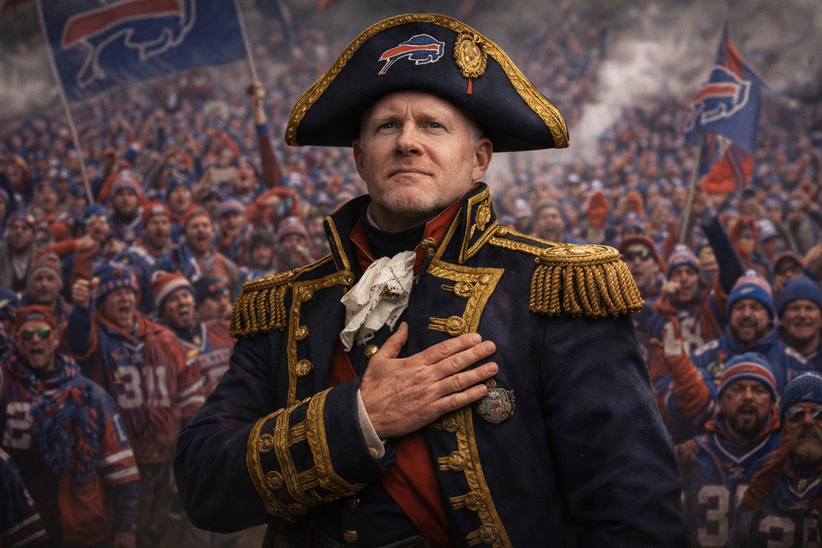 AdmiralMcD's tweet photo. Loyal Mafia, I salute you. Your thunder carried my fleet through every storm. I shall miss the frozen lakes of Erie and the cold winds that forged us. Yet I confess astonishment—nay, betrayal—at the hand of Brandon Beane. Still, my sail continues.

#BillsMafia https://t.co/hmiLUoWmWx