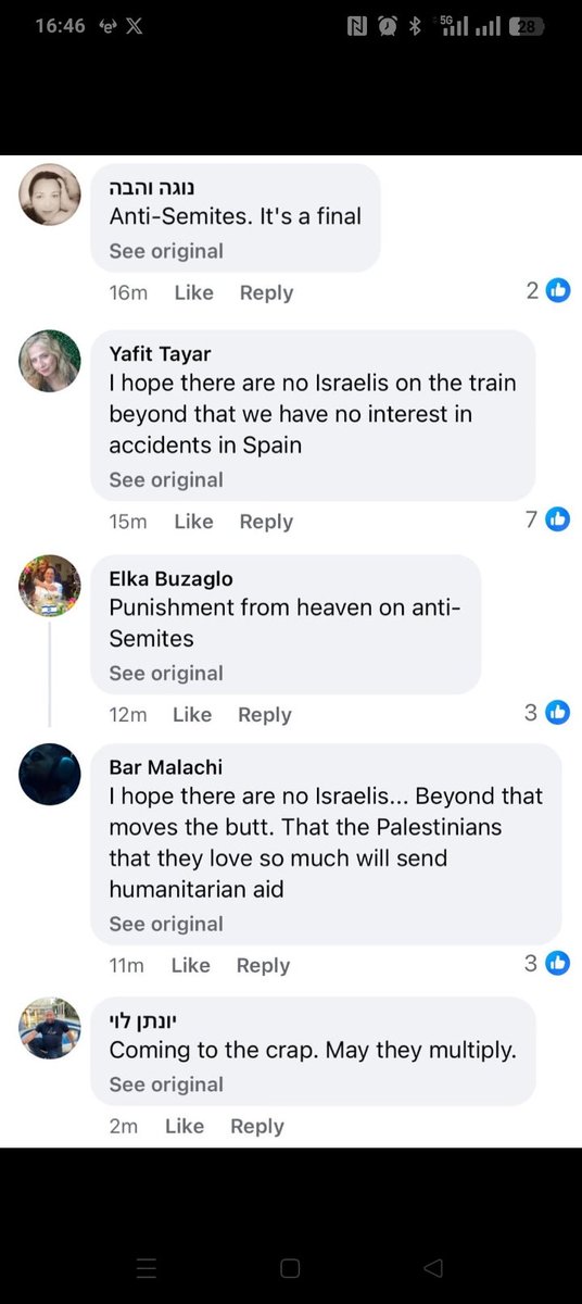 "Me importa una mierda". "Ojalá los muertos se multipliquen". "Una pena que no murieran todos"
....
¿Tienen algo que decir "los patriotas" Ayuso, Abascal y su tropa fascista, sobre los miles de mensajes que sus amigos sionistas nos dedican en relación al accidente de Adamuz?