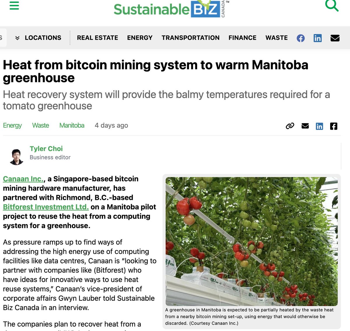 Just in: Bitcoin mining combined with a single greenhouse reduces 