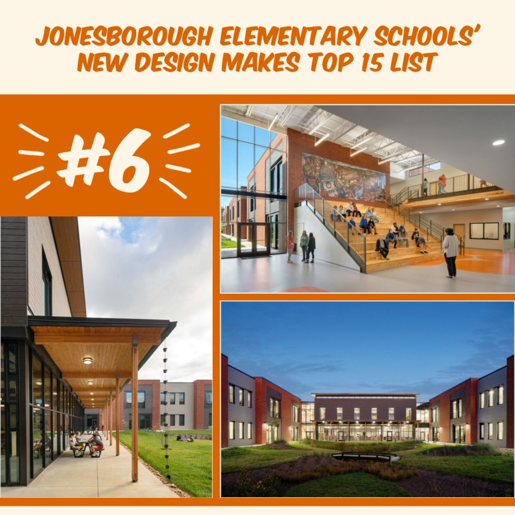 We are pleased to announce that Jonesborough Elementary Schools' new design made a top 15 list. Read more about it here: washingtoncstn.sites.thrillshare.com/article/2643699