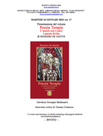 Montedit's tweet image. Sabato 24 gennaio 2026 alle ore 17:30, presso la Sala Consiliare di Colfelice (Frosinone), si terrà la presentazione della Silloge “Poesia Terapia – L’amore non è pace è pazzia divina” di Massimo De Santishttps://www.montedit.it/scheda-libro,3175
