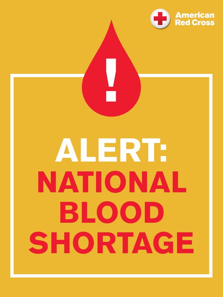 RedCross's tweet image. We're facing a severe blood shortage — our national blood supply has fallen by 35% over the past month. During a blood shortage, doctors may face difficult choices about which patients receive blood transfusions and who will need to wait.  

We are in urgent need of donors to…