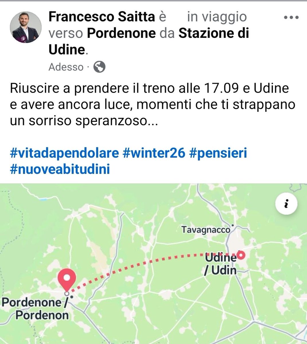 fra_saitta's tweet photo. Riuscire a prendere il treno alle 17.09 e Udine e avere ancora luce, momenti che ti strappano un sorriso speranzoso...

#vitadapendolare #winter26 #pensieri #nuoveabitudini https://t.co/xwOxelmDod