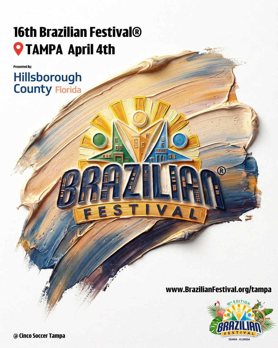 BrazilianFestFL's tweet photo. 🎉 Tampa, get ready! The Annual Brazilian Festival returns for its 16th edition — bigger, brighter, and more vibrant than ever! 🇧🇷✨
Experience the rhythm, flavors, and soul of Brazil with live concerts by Negritude Junior, Big Mountain, Forrómeno, Vitin (former lead singer of Onze:20) and more! 🎶🔥
⚽ Soccer tournaments with $1,000 prizes
🎭 Carnival Parade
🏆 Brazilian Festival Community Awards
🍴 Authentic Brazilian food
🎨 Cultural exhibits
👧 Kids Zone & family activities
📅 April 4, 2026
⏰ 2 PM – 11 PM
📍 Cinco Soccer Tampa – 5305 E Henry Ave, Tampa, FL
This is more than a festival — it’s a celebration of culture, unity, and joy! 💛💚
Tag your friends and save the date!
#BrazilianFestival #TampaEvents #BrazilianCulture #FamilyFestival #LiveMusic 

BrazilInUSA 🎉 Tampa, prepare-se! O Annual Brazilian Festival está de volta para a sua 16ª edição — maior, mais vibrante e mais inesquecível do que nunca! 🇧🇷✨
Viva a energia do Brasil com shows ao vivo de Negritude Junior, Big Mountain, Forrómeno, Vitin (ex-vocalista do Onze:20) e muito mais! 🎶🔥
⚽ Torneios de futebol com prêmios de $1.000
🎭 Desfile de Carnaval
🏆 Brazilian Festival Community Awards
🍴 Gastronomia brasileira
🎨 Exposições culturais
👧 Espaço kids e atividades para toda a família
📅 04 de abril de 2026
⏰ Das 14h às 23h
📍 Cinco Soccer Tampa – 5305 E Henry Ave, Tampa, FL
Mais que um festival — é uma celebração de cultura, união e alegria! 💛💚
Marque seus amigos !!!!!