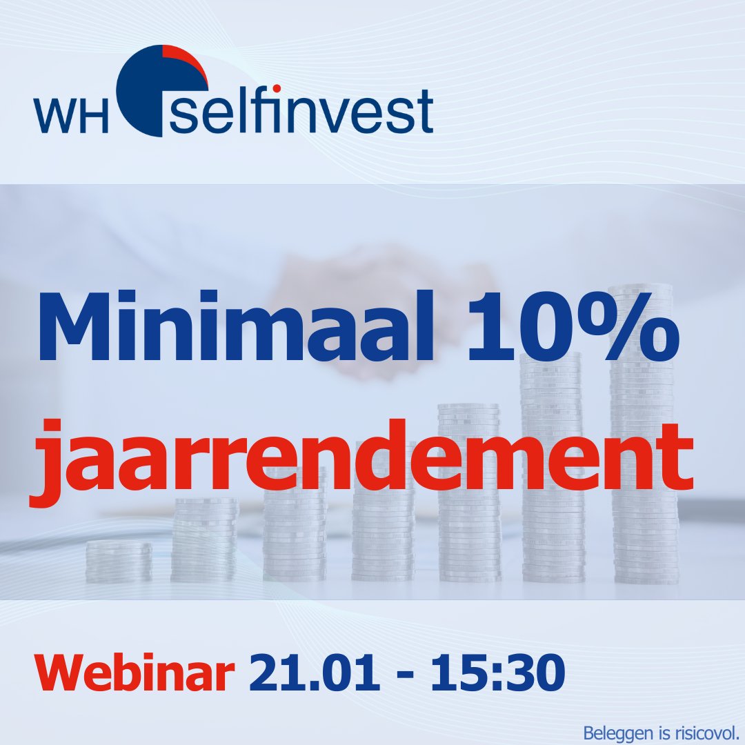 🎯 Webinar Alert: Doorbraak in beleggen – minimaal 10% jaarrendement
In deze sessie nemen zij u stap voor stap mee in een gestructureerde en doordachte beleggingsaanpak.
📆 21 januari 2026
🕒 15:30 – 16:30 uur
🔗  whselfinvest.nl/nl-nl/stocks/e…
Beleggen is risicovol.
