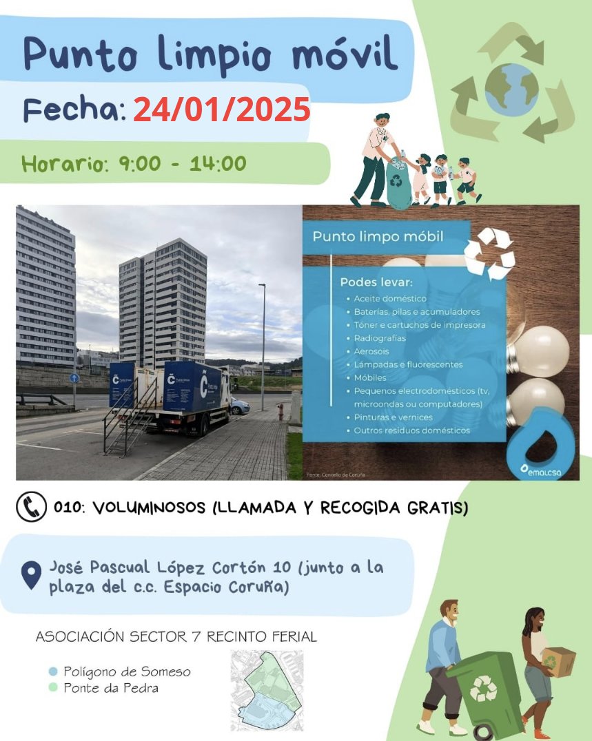 sector7_coruna's tweet image. ♻️⚠️ ESTE SÁBADO! Punto Limpio móvil en el barrio! De 9 a 14h!
👉🏼 Dejemos de hacer el 🐷 de una vez, que van siendo horas, lleva viniendo más de dos años una vez al mes...
#coruña #someso #recintoferial