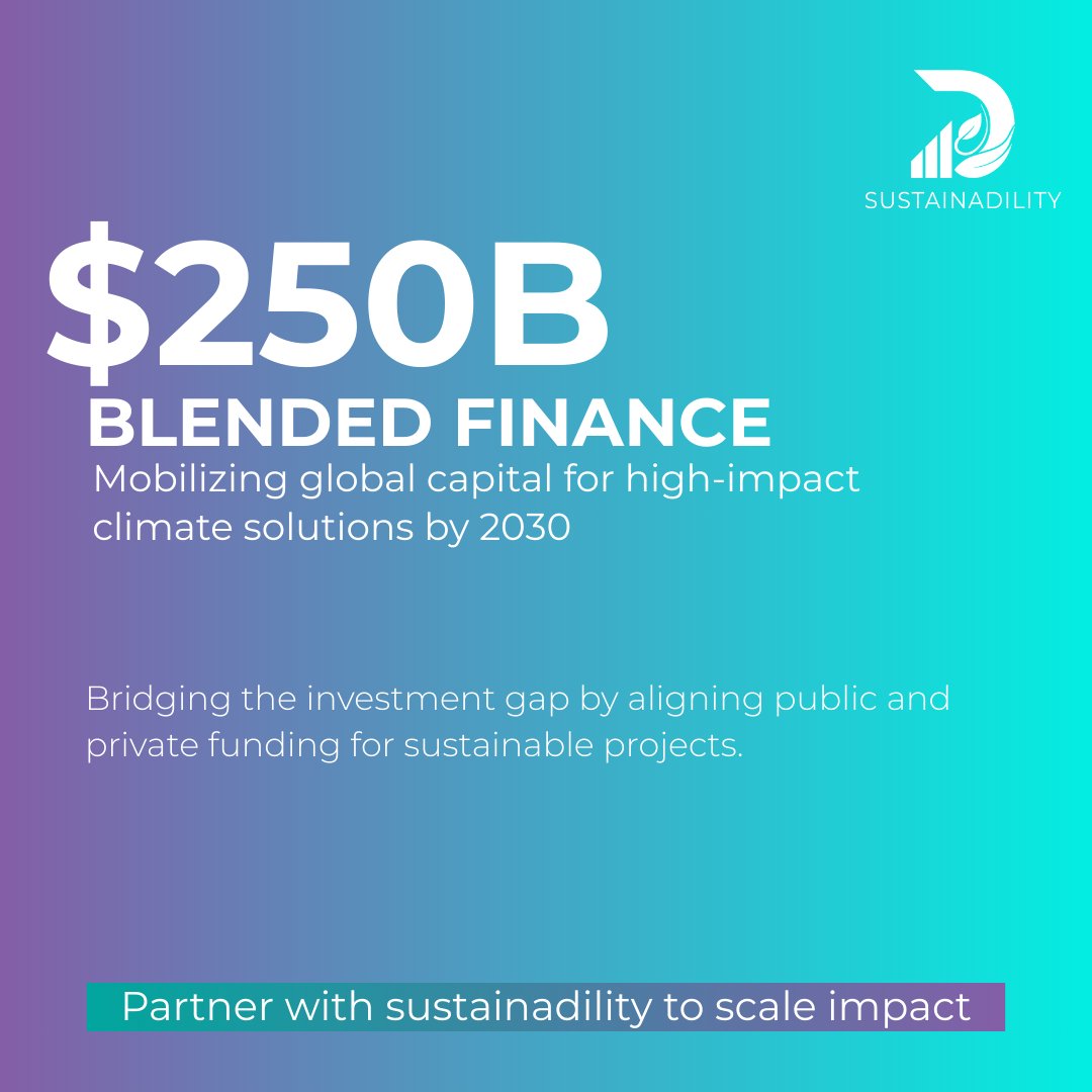 sustainadility's tweet photo. $250B BLENDED FINANCE
Mobilizing global capital for high-impact climate solutions by 2030

Blended finance is bridging the investment gap to accelerate sustainable projects.
Learn more: https://t.co/fXB6JvWrLc

#BlendedFinance #Sustainadility #ClimateActio https://t.co/lr7w5dLqvT