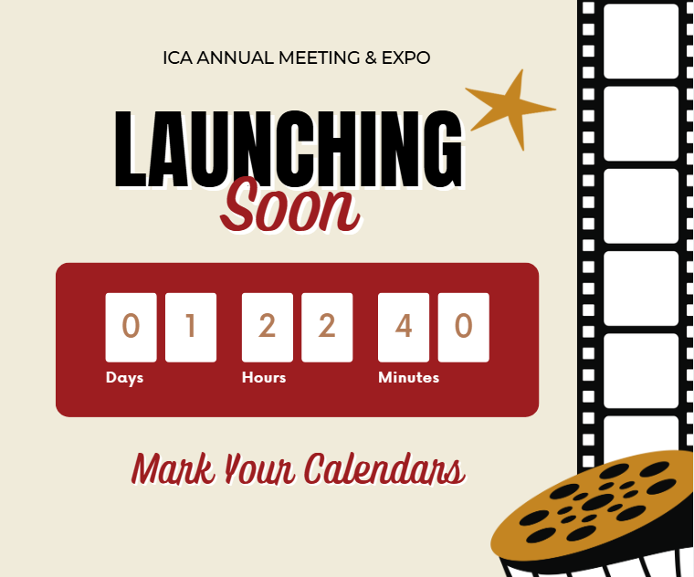 The spotlight turns on tomorrow.

Registration for the 2026 ICA Annual Meeting &amp; Expo opens at 9:00 AM.

Three days. One industry. Countless connections.

Stay tuned.

#LightsCameraConnection #ICAMeeting