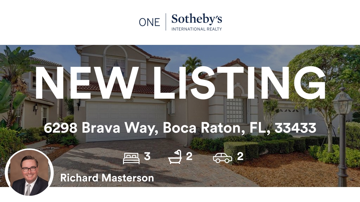 richmastersonFL's tweet photo. 🛌 3 🛀 2 🚘 2
📍 6298 Brava Way, Boca Raton, FL, 33433

My latest listing on RateMyAgent.
BROKER 496541
https://t.co/ZfJSHAGnp2

...
#ratemyagent #realestate #ONE_SOTHEBYS_INTL_REALTY https://t.co/MG6qKAWYrc