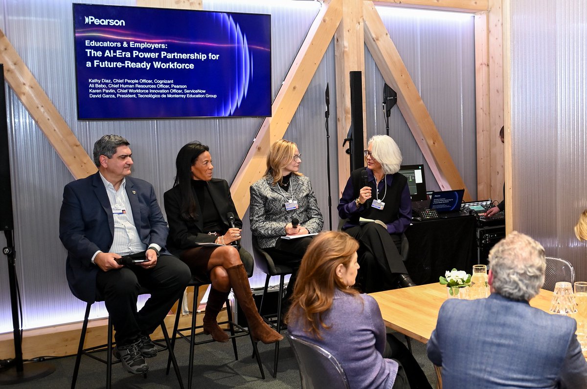 david_garza's tweet image. Un gusto compartir diálogo en #WEF26 #Davos2026 @wef  con Kathy Diaz @Cognizant, Karen Pavlin @ServiceNow  ​y Ali Bebo @pearson como moderadora en el panel "Educators &amp;amp; Employers: The AI-Era Power Partnership for a Future-Ready Workforce". Ante la disrupción de la IA y su…