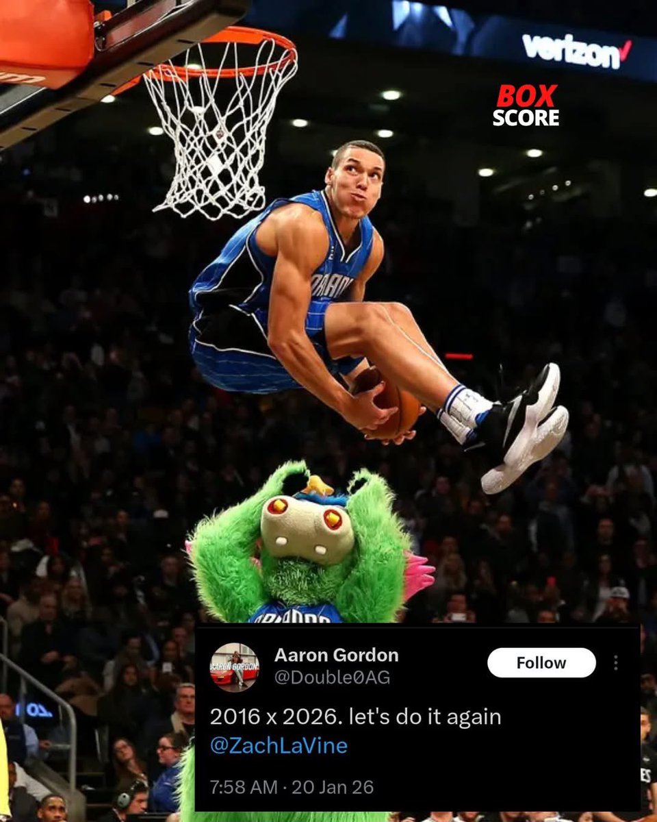 Hoopss's tweet image. Aaron Gordon has called out Zach LaVine for another showdown in the NBA Dunk Contest, 10 years after their first battle.
