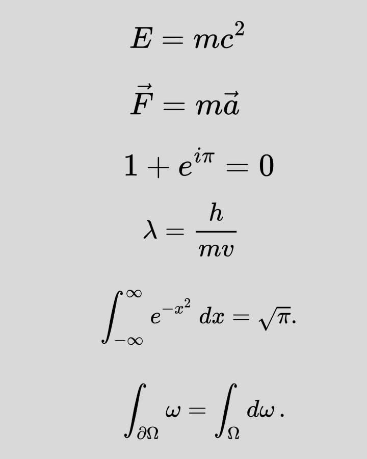 PhilosophyOfPhy's tweet image. Six fundamental and elegant equations in physics and mathematics.