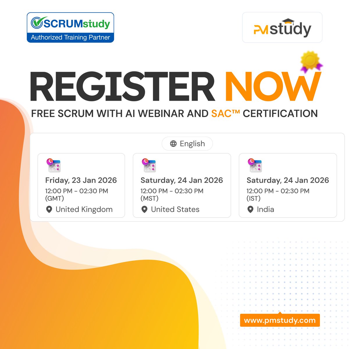 pmstudy's tweet photo. Enroll in Free Virtual Instructor-led Scrum With AI Certified(SAC) Training and Get A Free Certification.

Register Here: https://t.co/b712GK2HOs

#scrum #PMstudy #SAC #webinar  #scrumfundamentals  #onlinelearning  #scrumcertification https://t.co/rZBrTY7WOq