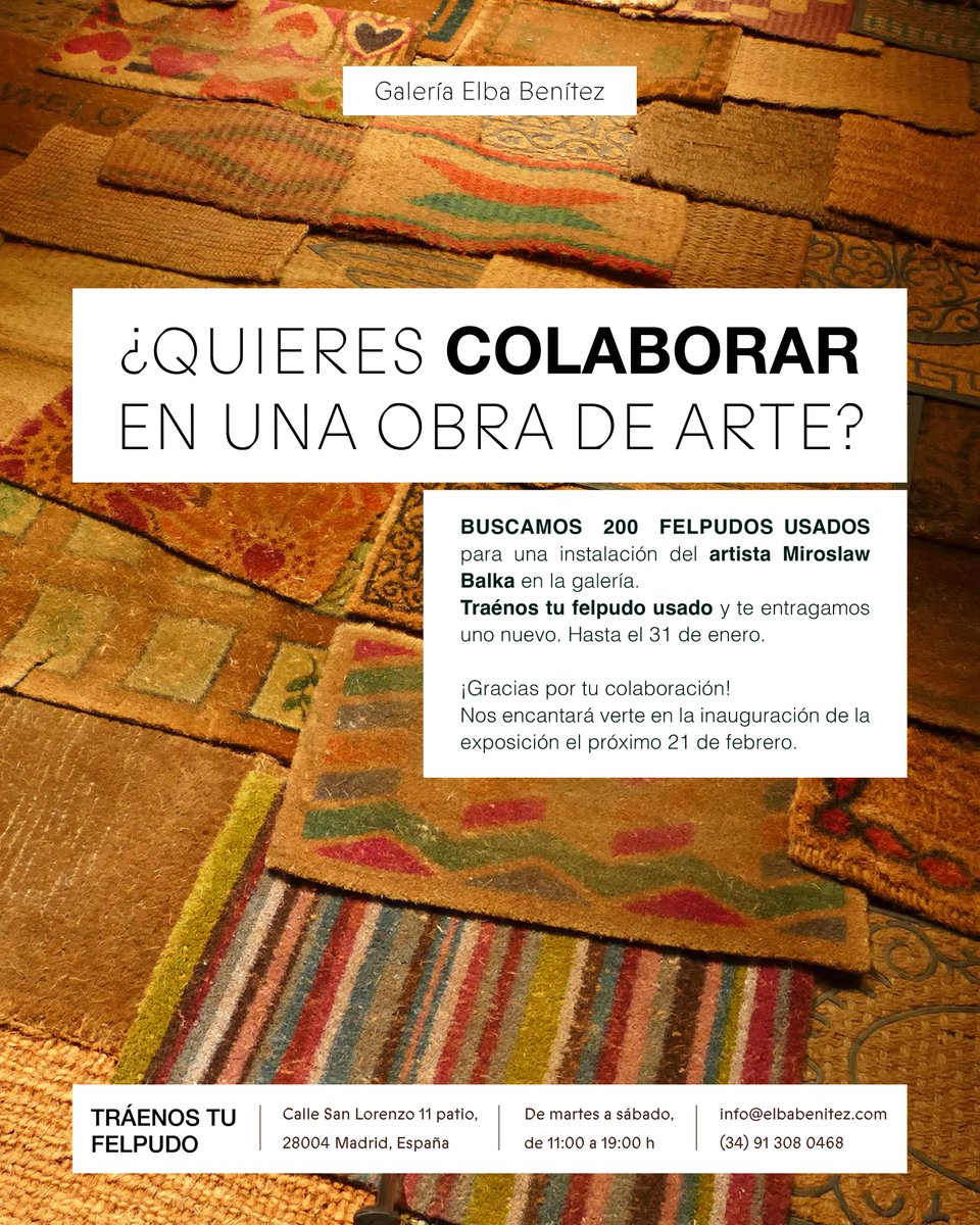 GaleriaEB's tweet photo. OPEN CALL | ¿Te gustaría colaborar en la próxima exposición del artista Miroslaw Balka? https://t.co/mg3gS78dIb