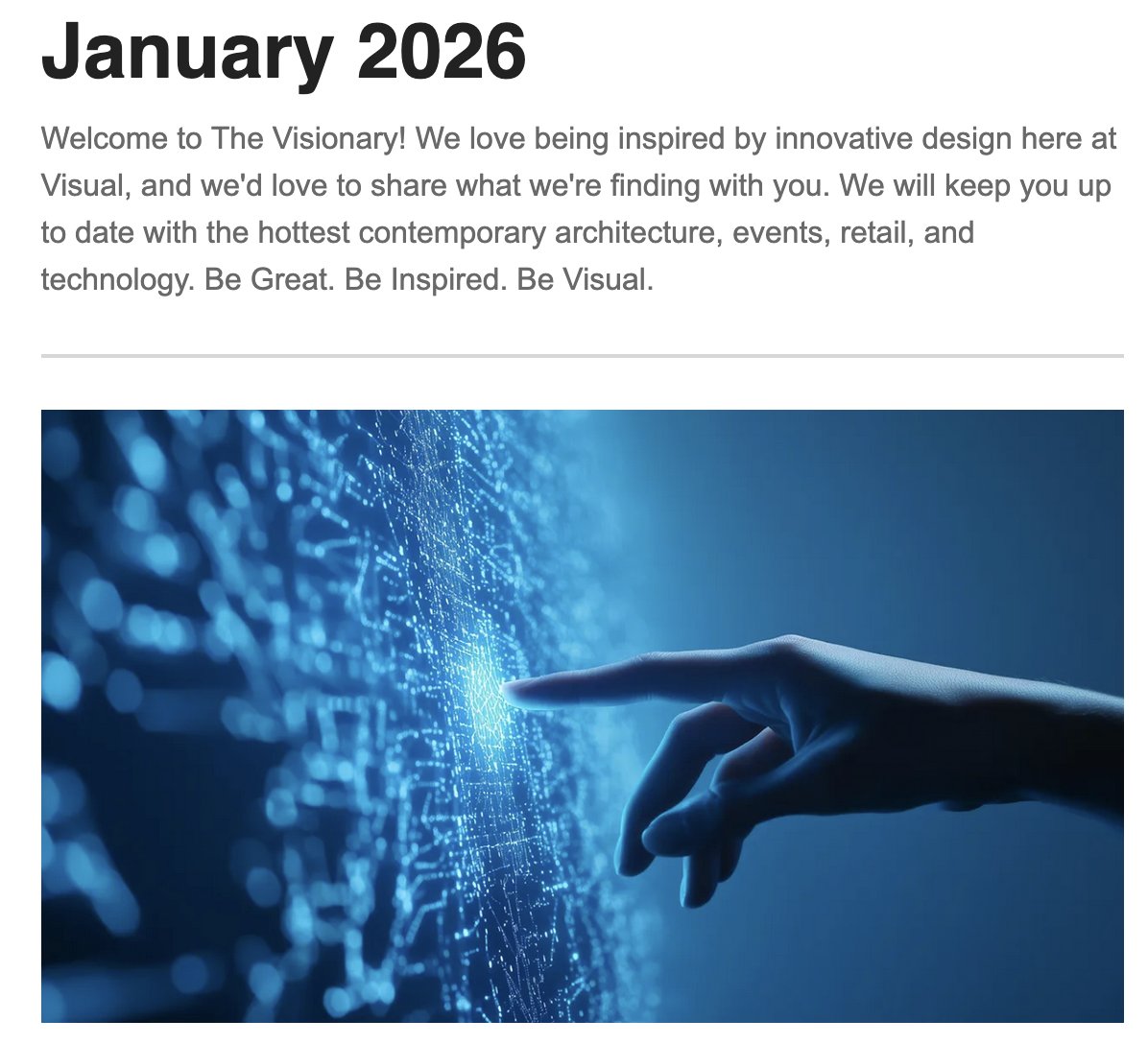 What nuggets of inspiration will you glean from this month's Visionary? mailchi.mp/visitvisual.co…