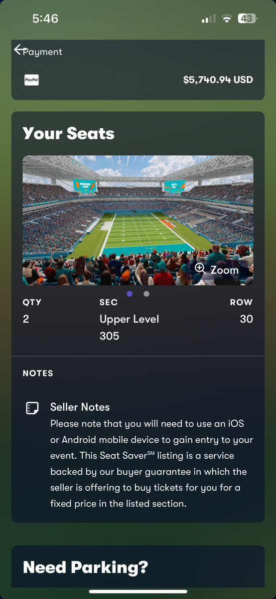 MoreJam86's tweet photo. Never use vividseats to book your tickets, i purchased tickets to the championship game on the Miami hurricanes side only for them to dish me the tickets the night before the game on the opposite side of the stadium with nothing but Indiana fans, saying it is a comparable section https://t.co/i1Qawpq9ki