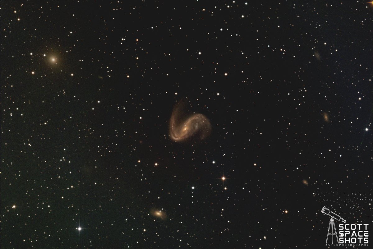 ScottSpaceShots's tweet photo. This is the Meathook Galaxy.  Over 50 million light-years away, and I captured it using a remote telescope in Australia.

Its distorted spiral arm looks like it got beaten up, likely because of gravitational bullying from a neighboring galaxy or super massive black hole. https://t.co/XXoqgQpLHd