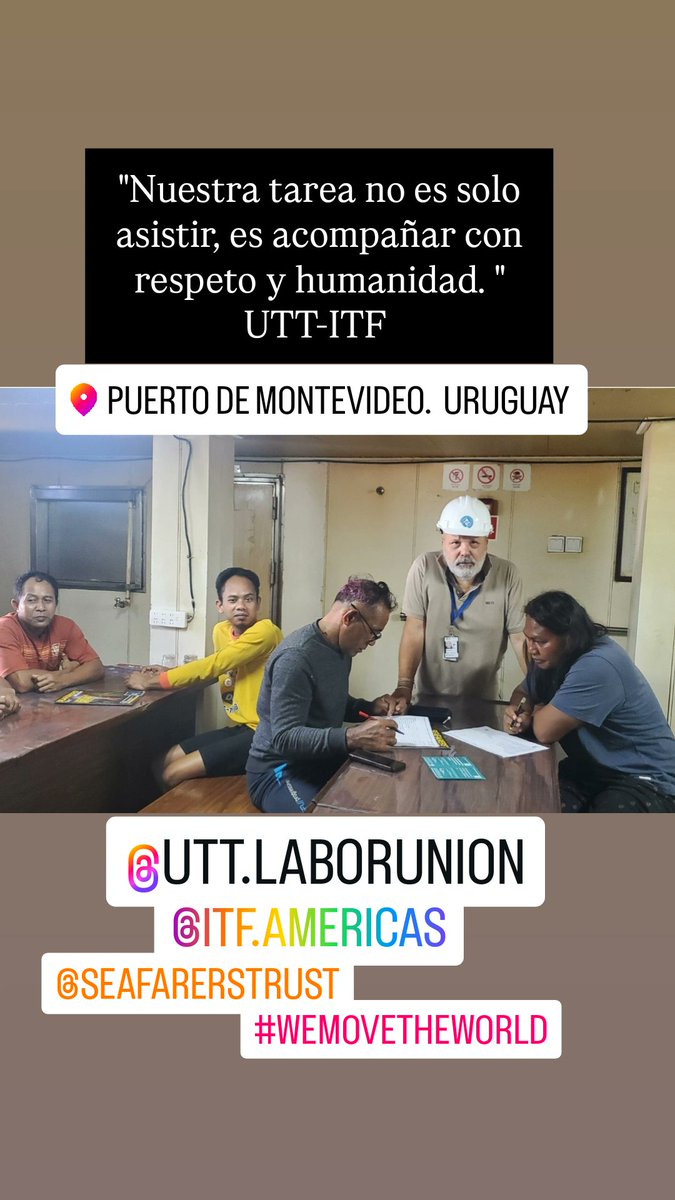 "Our Task Is Not Only To Assist, But To Accompany With Respect And Humanity. "Migrant Fisheries Secretariat UTT-ITF Puerto de Montevideo-Uruguay.