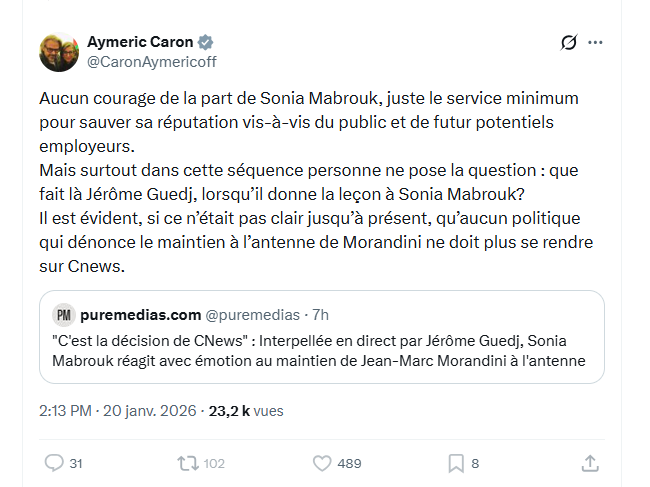 Dis Caron, quand Mélenchon, Chikirou etc ont soutenu Quatennens pendant des mois, malgré ses aveux et condamnation, as-tu quitté le groupe LFI à l'AN ? As tu demandé aux politiques de ne plus échanger avec LFI ? 

Fais toi discret...

cc <a href="/SoMabrouk/">Mabrouk Sonia</a>