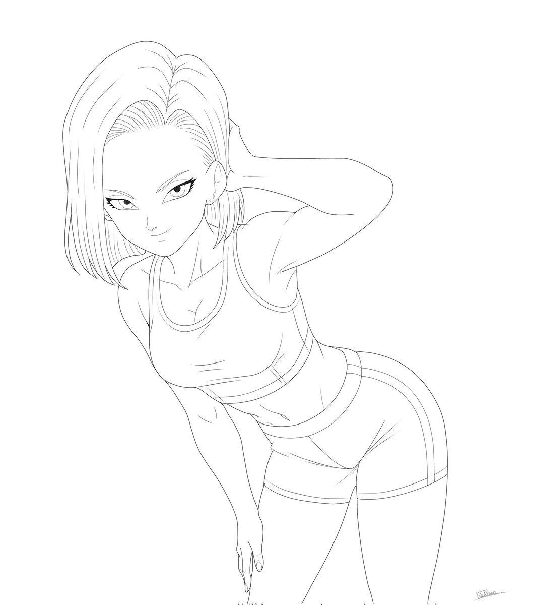 Adelanto del próximo dibujo, androide 18 sfw 🔥🫶 #DragonBall #fanart #sketch #android18