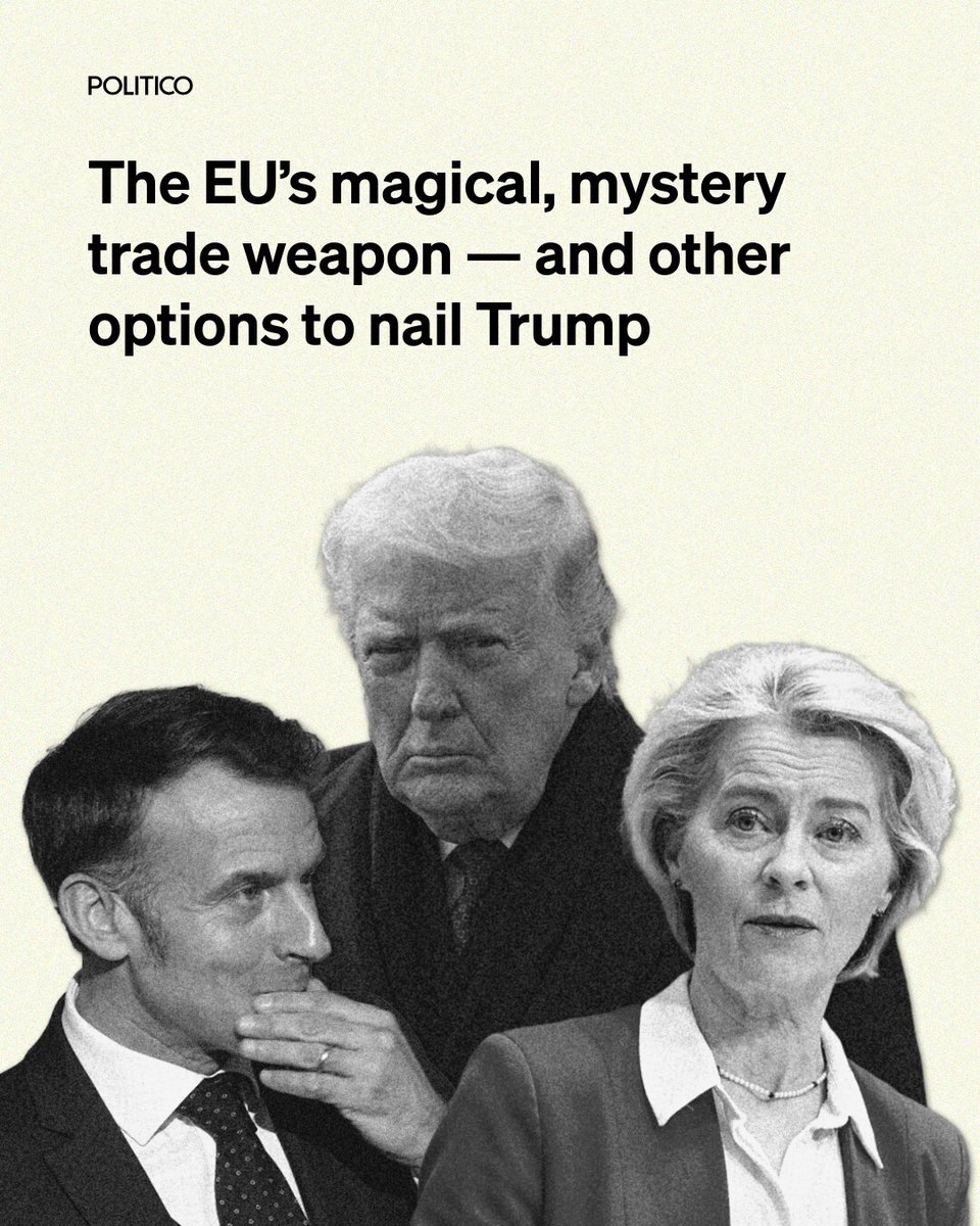 🧵 1/6 Donald Trump’s threat to impose tariffs on European countries over Greenland has blown up last year’s transatlantic trade truce.

From targeting Republican-state soybeans to unleashing its trade “bazooka,” here are the options Brussels has to hit back at Washington 👇