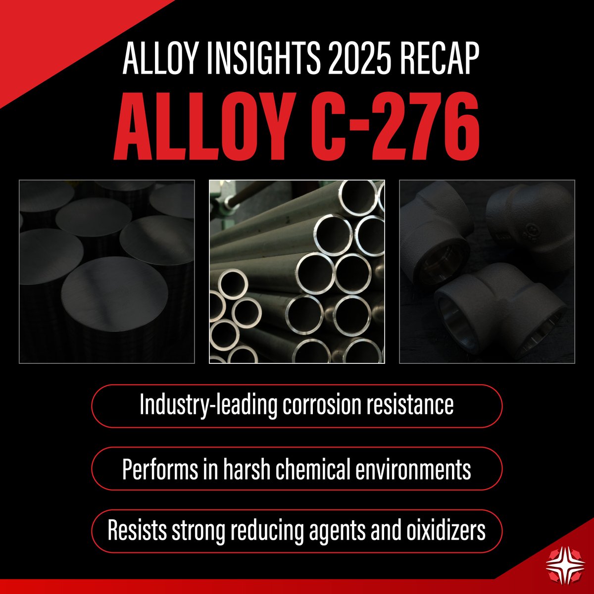 We’re looking back at our most popular Alloy Insights posts from 2025, starting with Alloy C-276.

Known for its excellent resistance to localized corrosion and stress corrosion cracking, C-276 is a go-to material for harsh chemical environments. ow.ly/N5ac50Y09jQ
