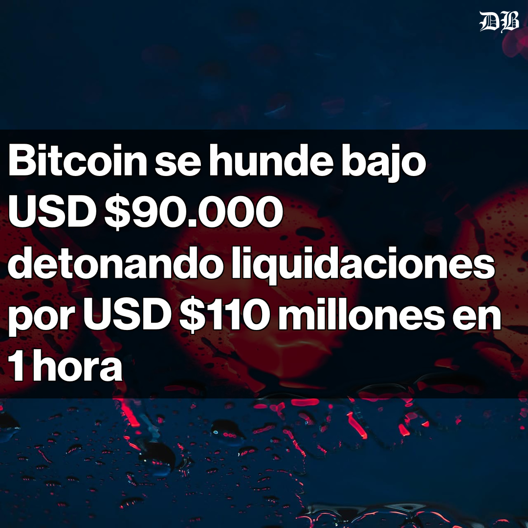 🚨 Bitcoin cae bajo USD $90.000 🚨 Liquidaciones superan los USD $110  millones en solo 1 hora. El colapso de bonos en Japón y amenazas de Trump  generan aversión al riesgo. BTC