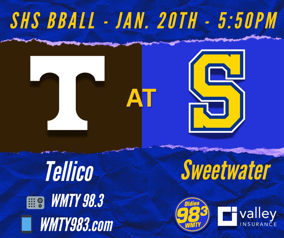 WMTY983's tweet image. Sweetwater High School Basketball will be on the radio tonight.  Join us on WMTY and wmty983.com. 

Powered by Valley Insurance