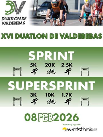 EventsThinkerSL's tweet image. Este año nuestro popular Duatlón de carretera es Campeonato de Madrid de Duatlón por Clubes. DRAFTING permitido.

Modalidades para este 2026:

👉Sprint
👉Súpersprint
👉Relevos
👉Equipos
duatlonvaldebebas.es
