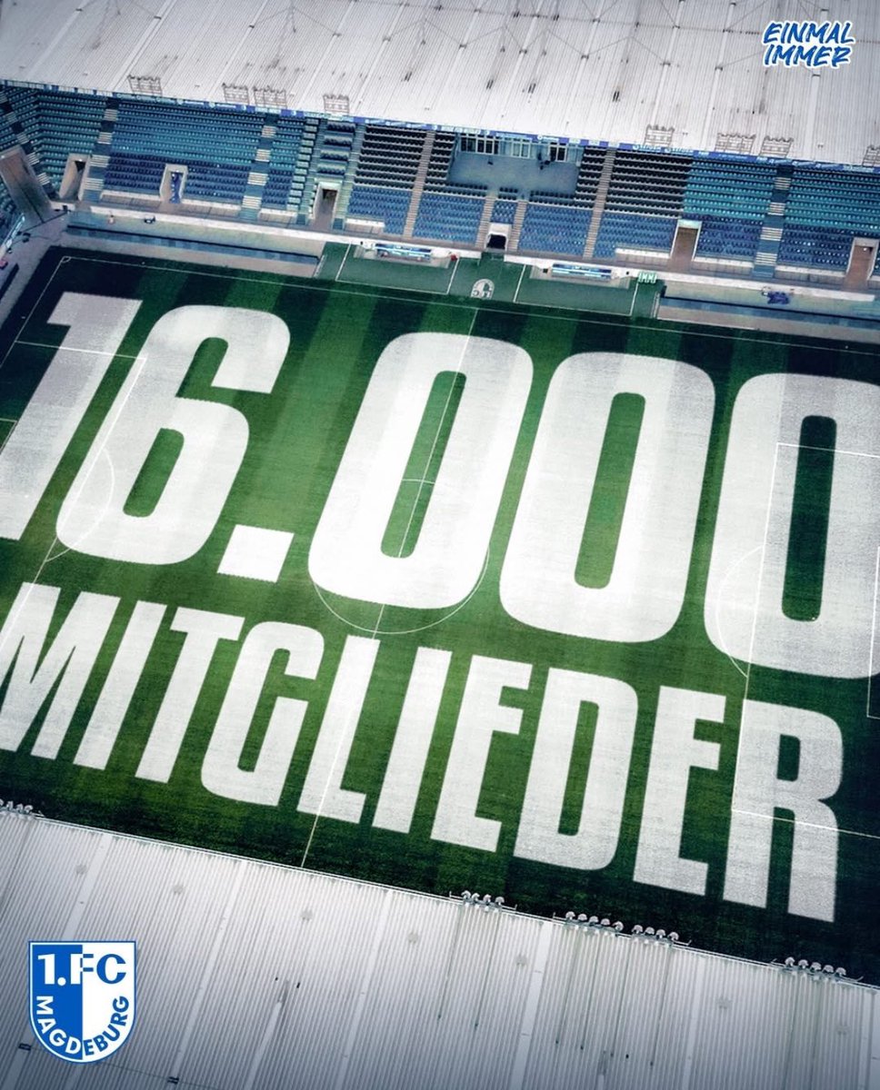𝙈𝙚𝙝𝙧 𝙖𝙡𝙨 1️⃣6️⃣.0️⃣0️⃣0️⃣ 𝙈𝙞𝙩𝙜𝙡𝙞𝙚𝙙𝙚𝙧

Vielen Dank für Eure Unterstützung, Clubfans! 💙🤍

Noch kein Mitglied? Dann hier entlang 👉🏻 1.fc-magdeburg.de/club/mitgliede…
—————
#EINMALIMMER